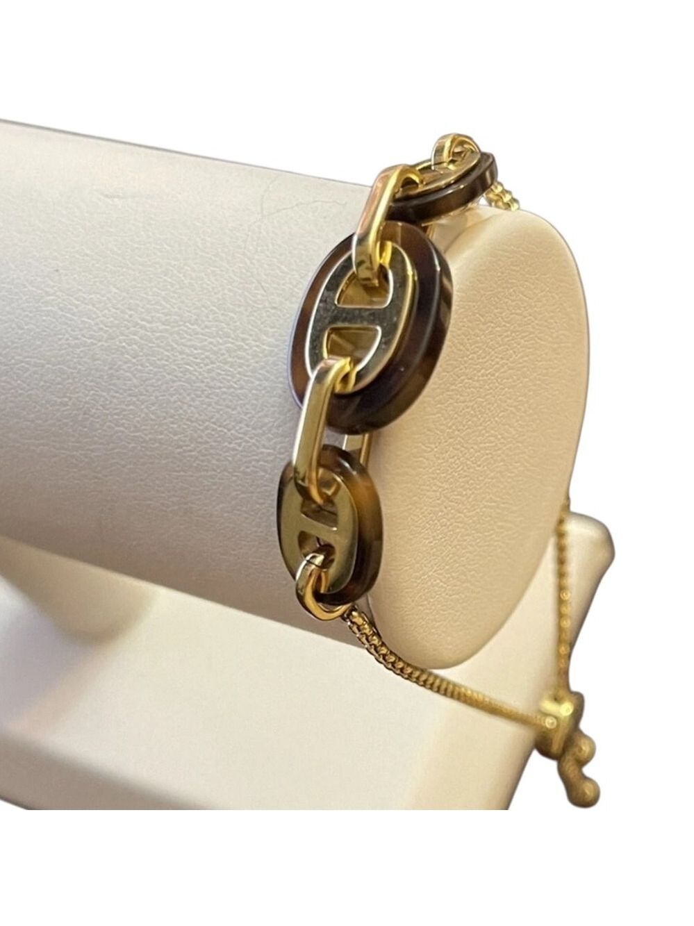 Michael Kors Gold Tortoiseshell Logo Link Adjustable Slider Bracelet 2171